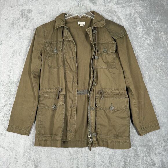 J Crew Jacket Women Small Army Green Boyfriend Fatigue Jacket Military Utility - Picture 4 of 9